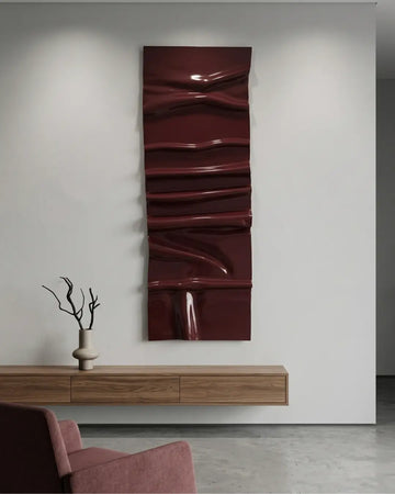 Blood Cast - Handcrafted Sculptural Wall Art | Burgundy Wave Panel