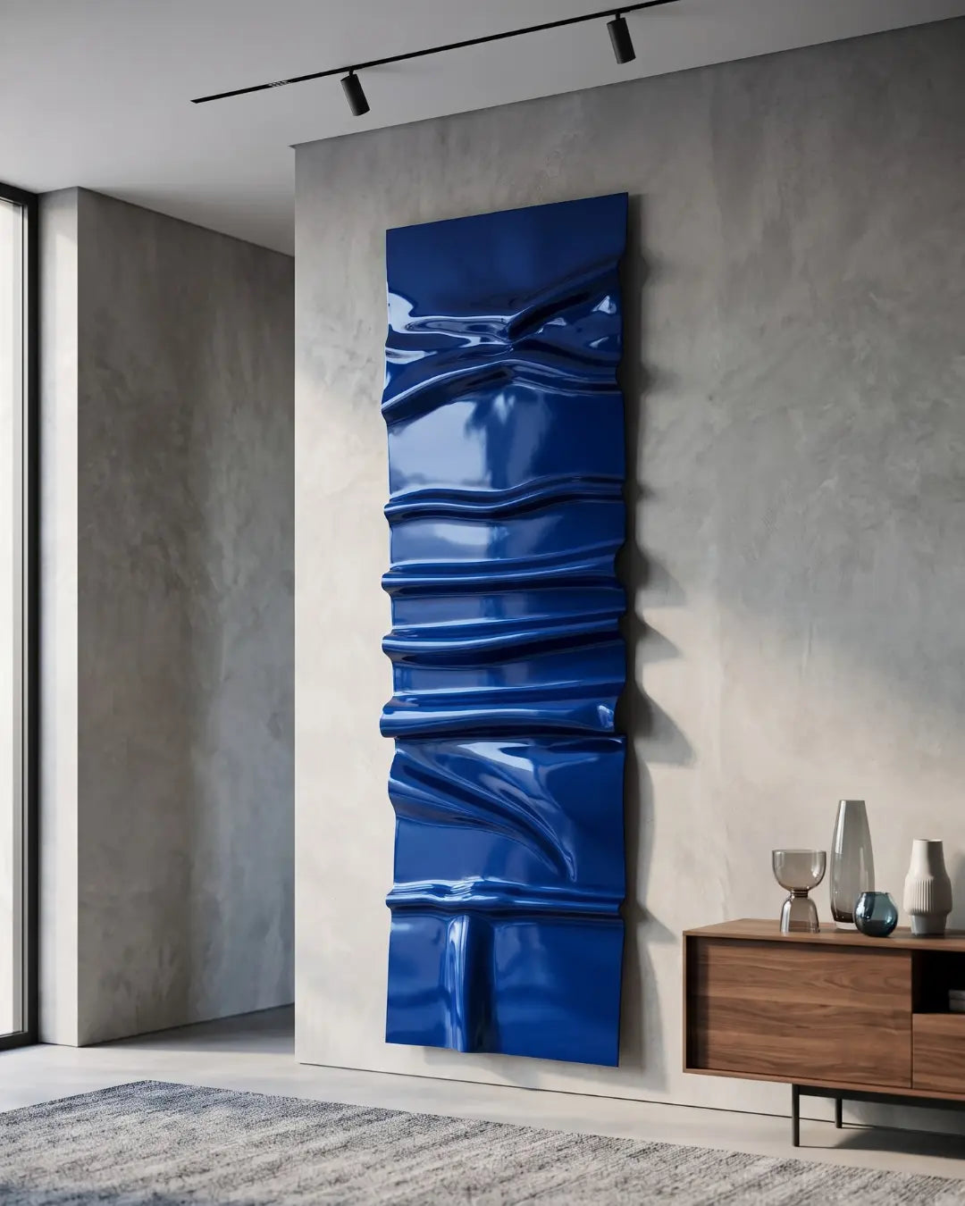 Ink Cast - Handcrafted Sculptural Wall Art | Sapphire Blue Wave Panel