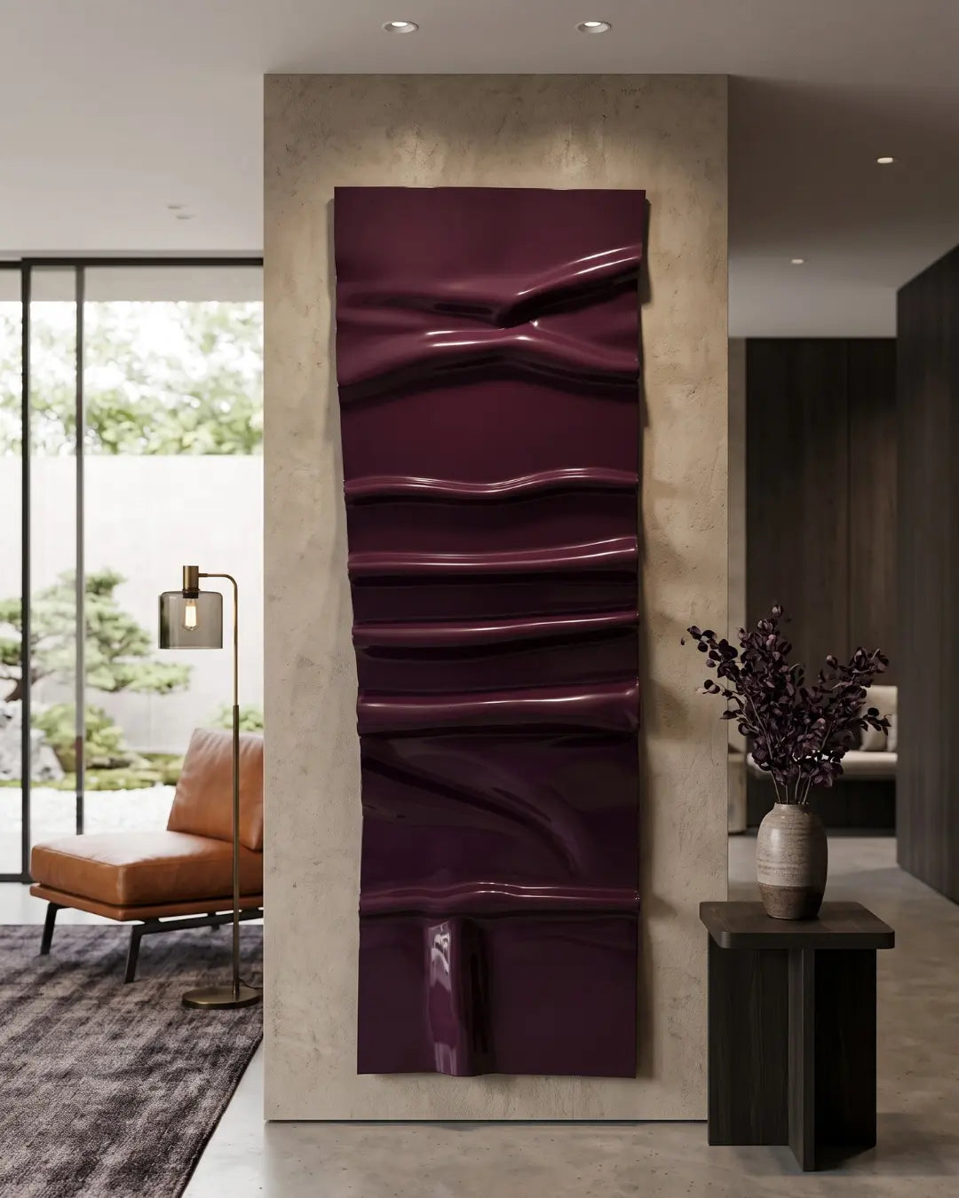 Wine Cast - Handcrafted Sculptural Wall Art | Deep Plum Wave Panel